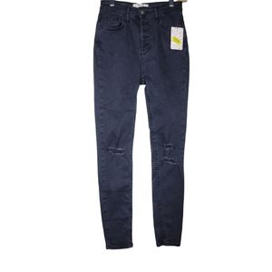 We The Free Black Wash Distressed Five Button Skinny Jeans Size 26